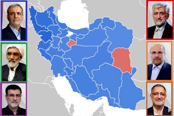 پزشکیان پیشتاز است / دوگانگی قالیباف-جلیلی جدی است / انتخابات ۲مرحله‌ای خواهد شد؟ + نمودار